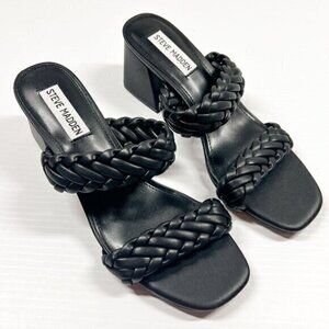 Steve Madden Maren Platform Sandals Braided Strap Black Heels Womens Size 7M